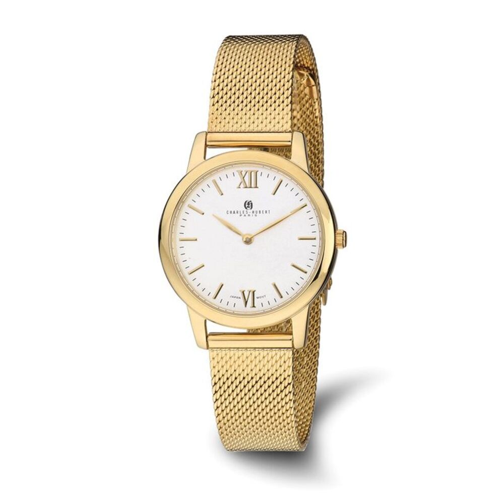 Charles Hubert Ladies Stainless Steel Silver Dial Mesh Band Watch